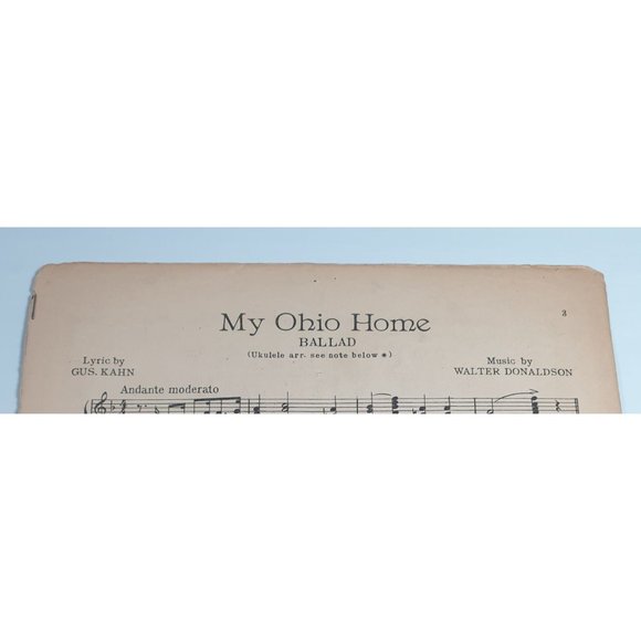 Vintage Sheet Music My Ohio Home 1927 Piano Voice Ukulele Ballad Easy Listening - Picture 4 of 5